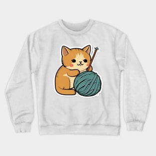 Cute Sleepy Little Kitty Cat Knitten Kitten Crewneck Sweatshirt